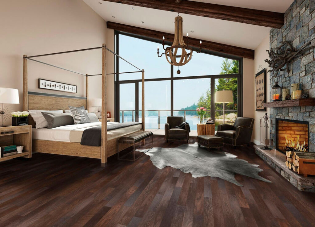 Bedroom with Red Oak, Slate, Premier Hardwood Flooring